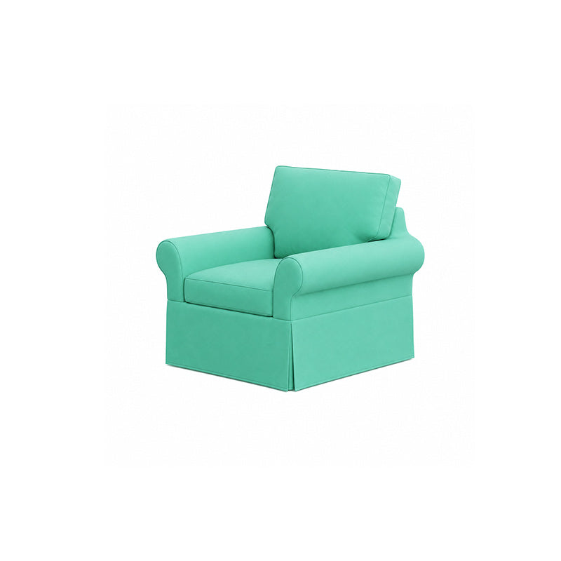 POTTERY BARN Basic Chair Cover-Velvet cyan