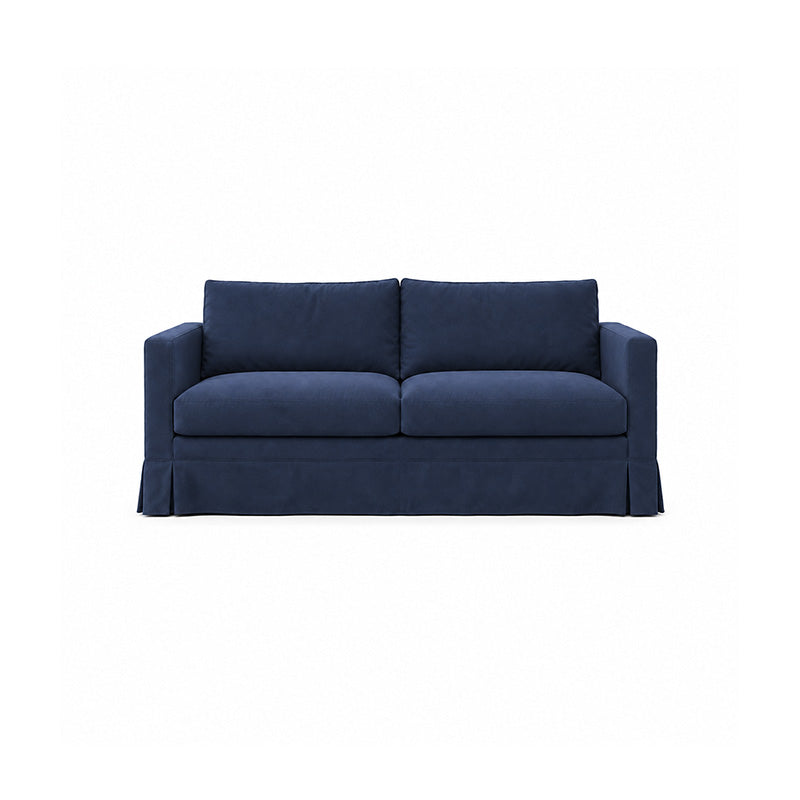 Karlstad 3 Seater Long Skirt Sofa Cover-Structural Weave navy