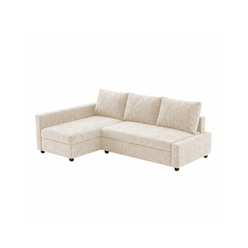 Funda de sofá cama FRIHETEN con chaise longue izquierda - Chenilla color crema
