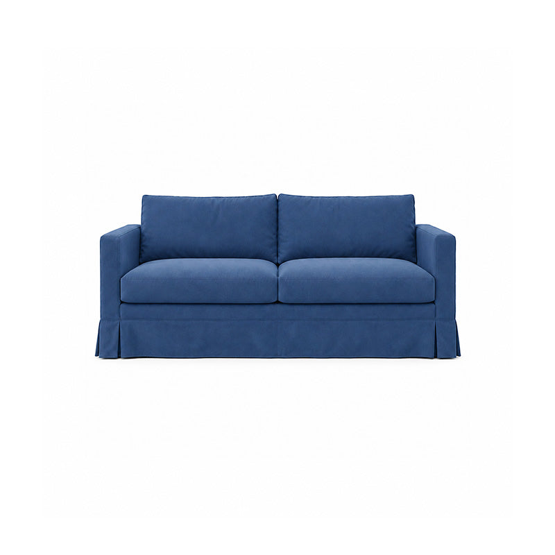 Karlstad 3 Seater Long Skirt Sofa Cover-Canvas Deep blue