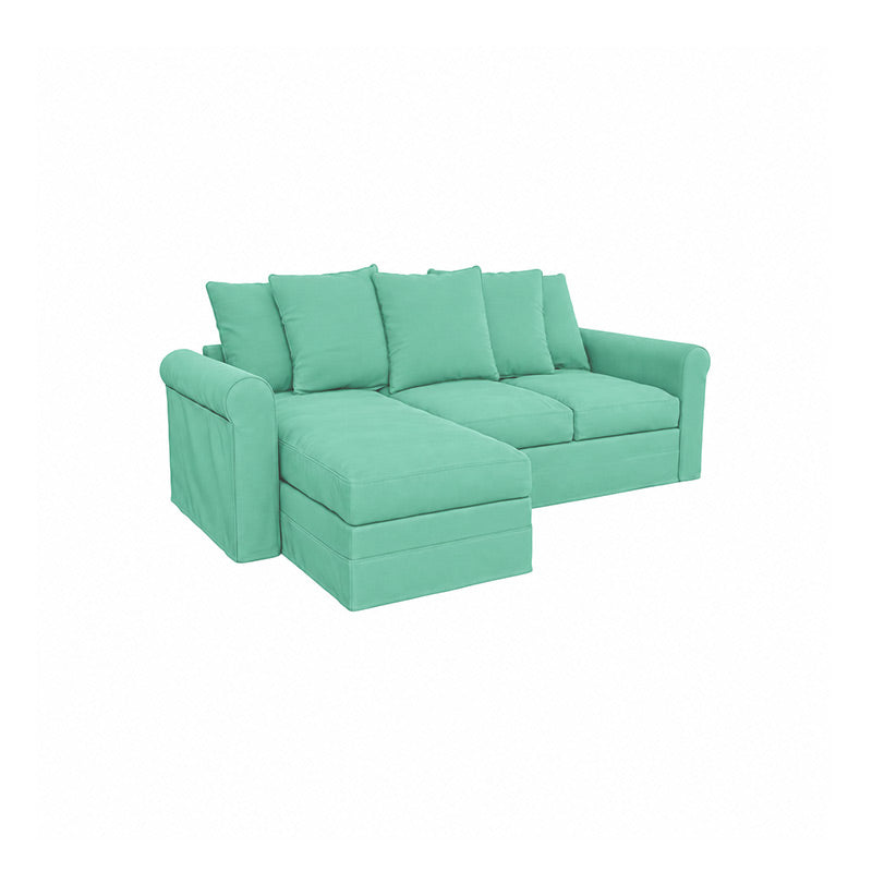 Grönlid 3 Seater with Chaise Sofa Cover-Velvet cyan
