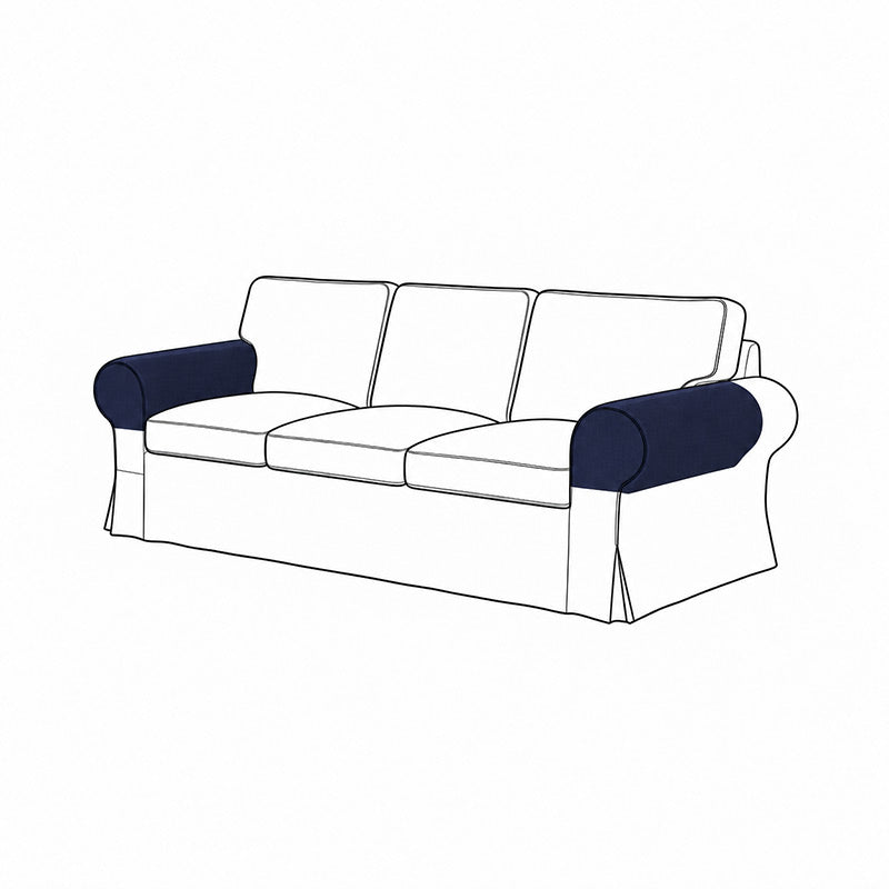 Round Armrest Slipcovers-Microfiber Navy blue