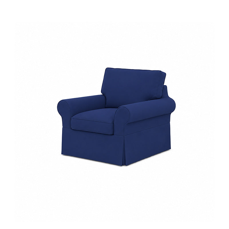 POTTERY BARN Basic Chair Cover-Canvas Deep blue