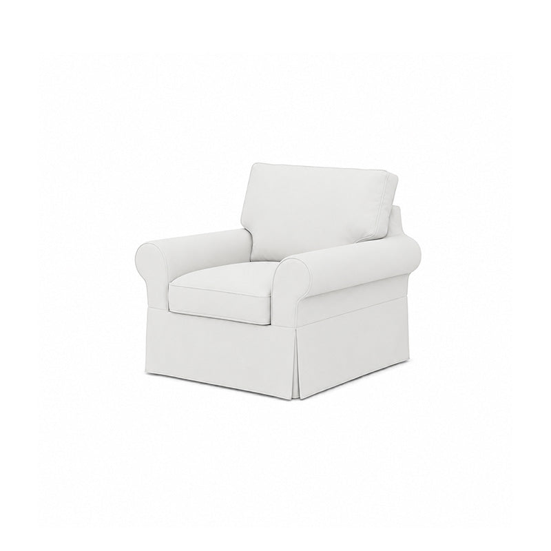 POTTERY BARN Basic Chair Cover-Canvas Pure white