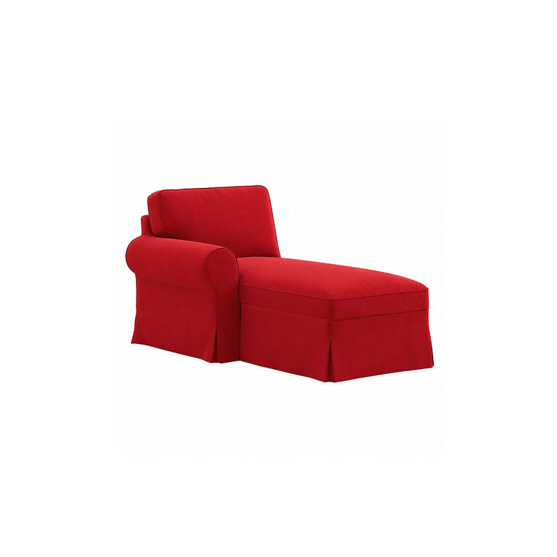 Funda chaise longue EKTORP, reposabrazos izquierdo, tejido estructural rojo