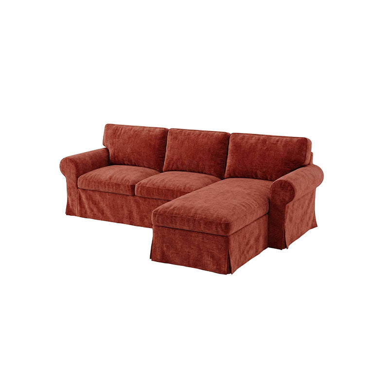 EKTORP 3 Seater Sofa with Chaise Cover-Chenille Burnt Brick