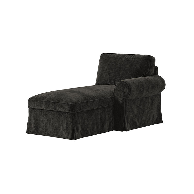 Funda para chaiselongue EKTORP con reposabrazos derecho, chenilla grafito
