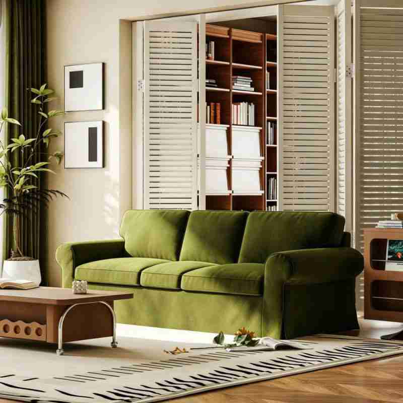 EKTORP 3-Seater Sofa Cover-Velvet Olive