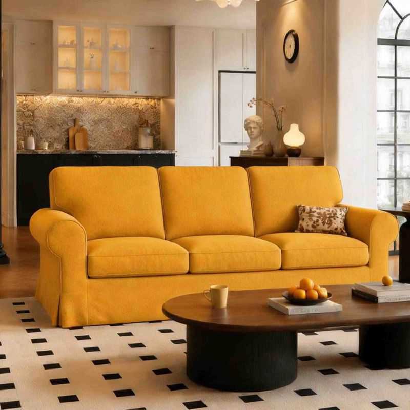 EKTORP 3-Seater Sofa Cover-Structural Weave Mango