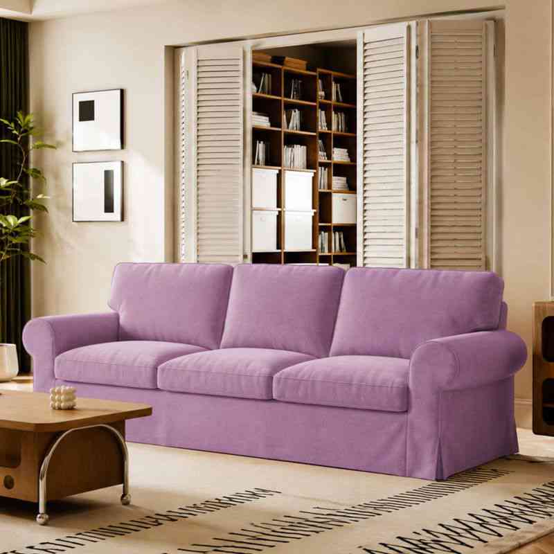 EKTORP 3-Seater Sofa Cover-Velvet Dusty rose