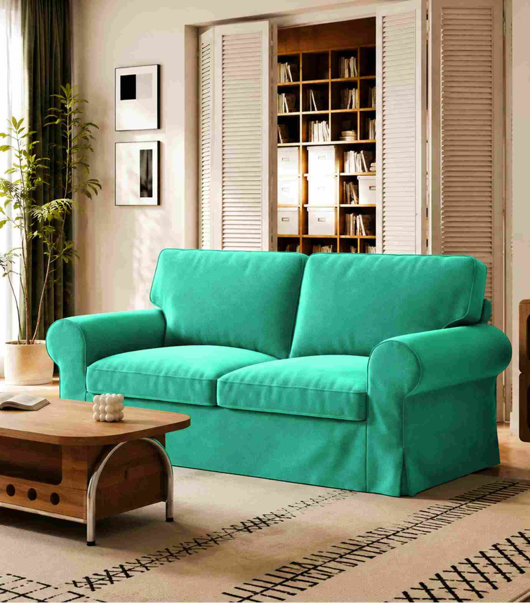 EKTORP Loveseat Cover-Velvet Cyan
