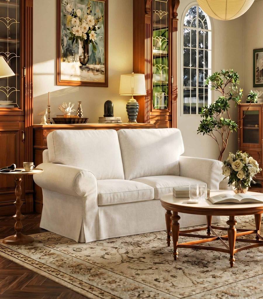 EKTORP Loveseat Cover-Microfiber Ivory