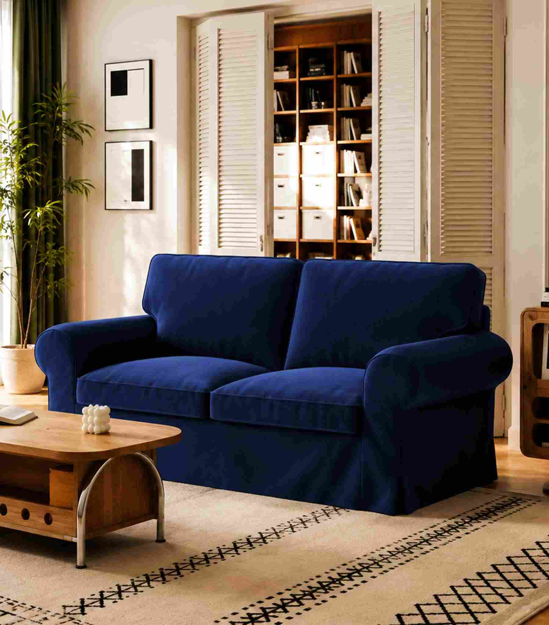 EKTORP Loveseat Cover-Velvet Cobalt blue