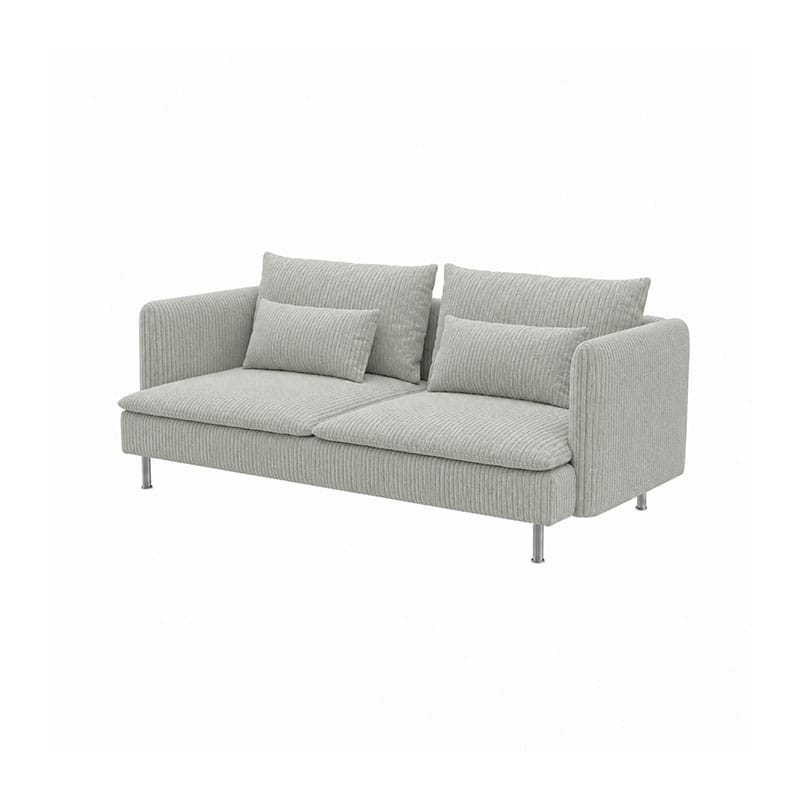 SODERHAMN 3-Seat Sofa Cover-Corduroy Silver White