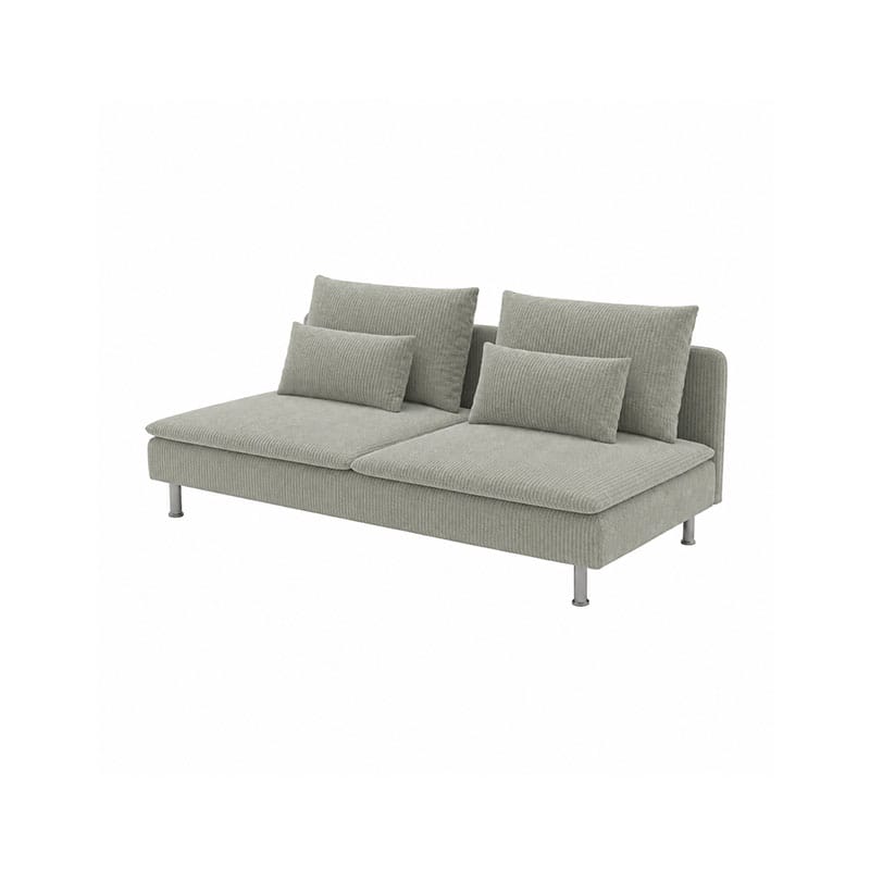 SODERHAMN 3-Seat Section Sofa Cover-Corduroy Silver White