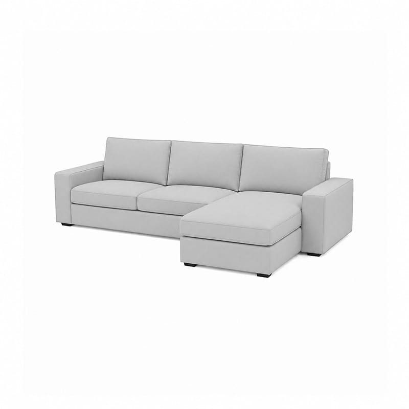 KIVIK 3-Seat Sofa Set with Chaise-Corduroy Silver White