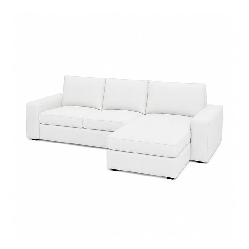 KIVIK 4-Seat Sofa Cover Set with Chaise-Canvas Pure white