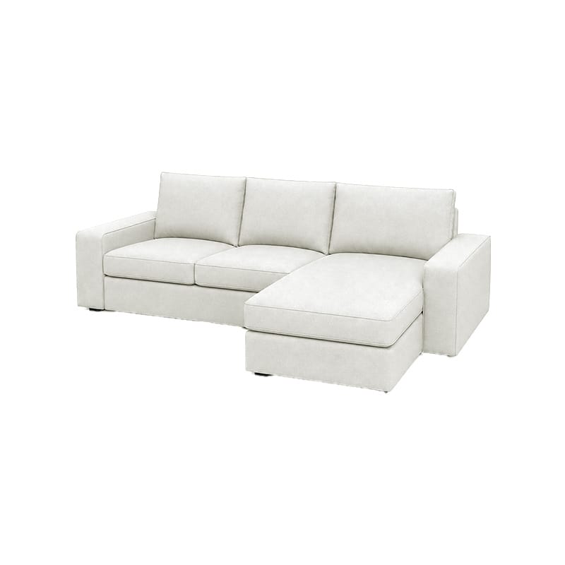 KIVIK 4-Seat Sofa Cover Set with Chaise-Corduroy Silver White