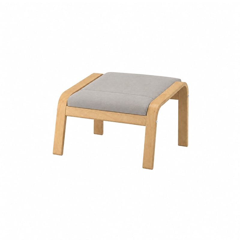 POANG Footstool Cover 1-Corduroy Silver White