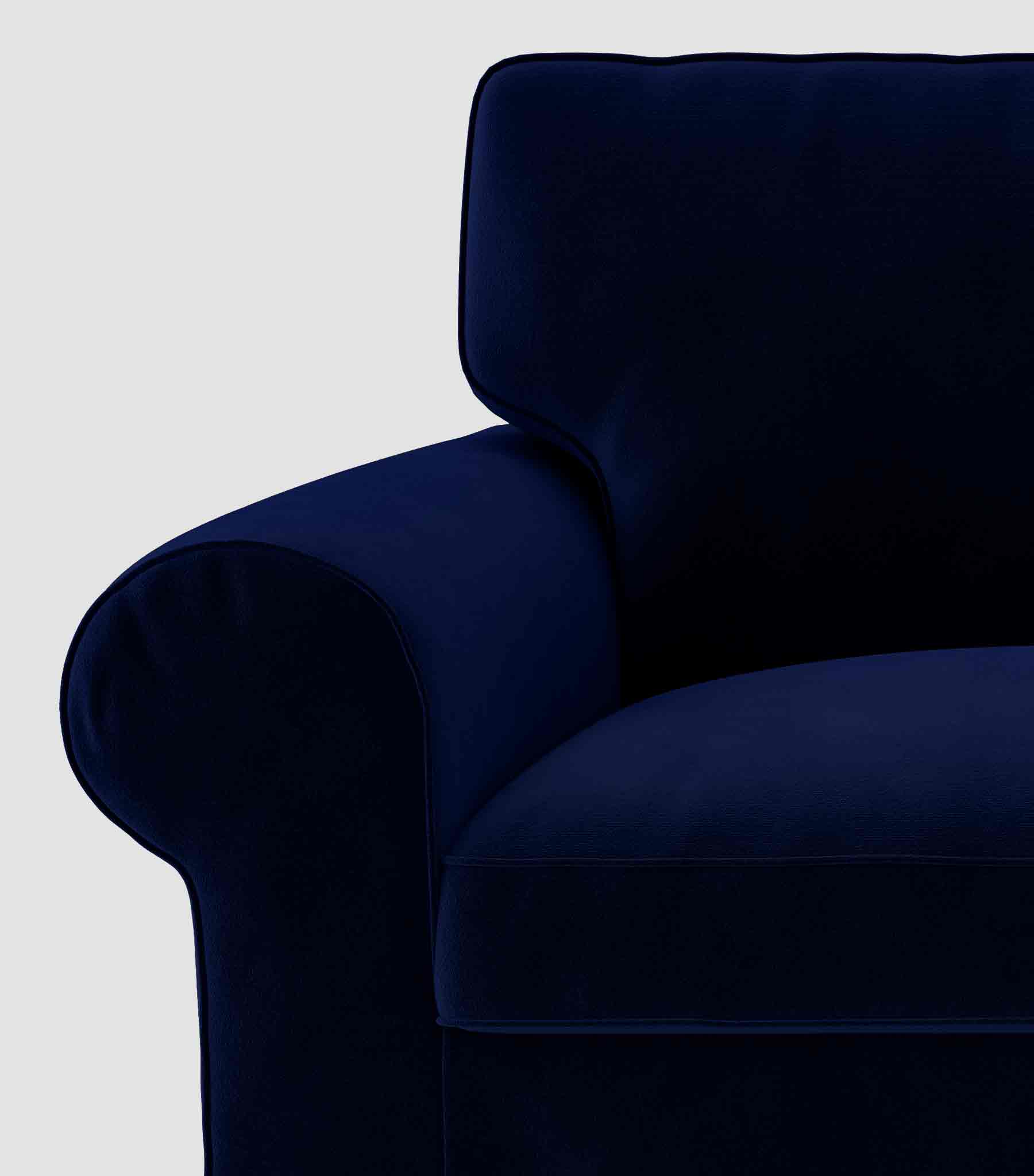 Funda para Chaiselongue EKTORP con Reposabrazos Izquierdo - Terciopelo Azul Cobalto
