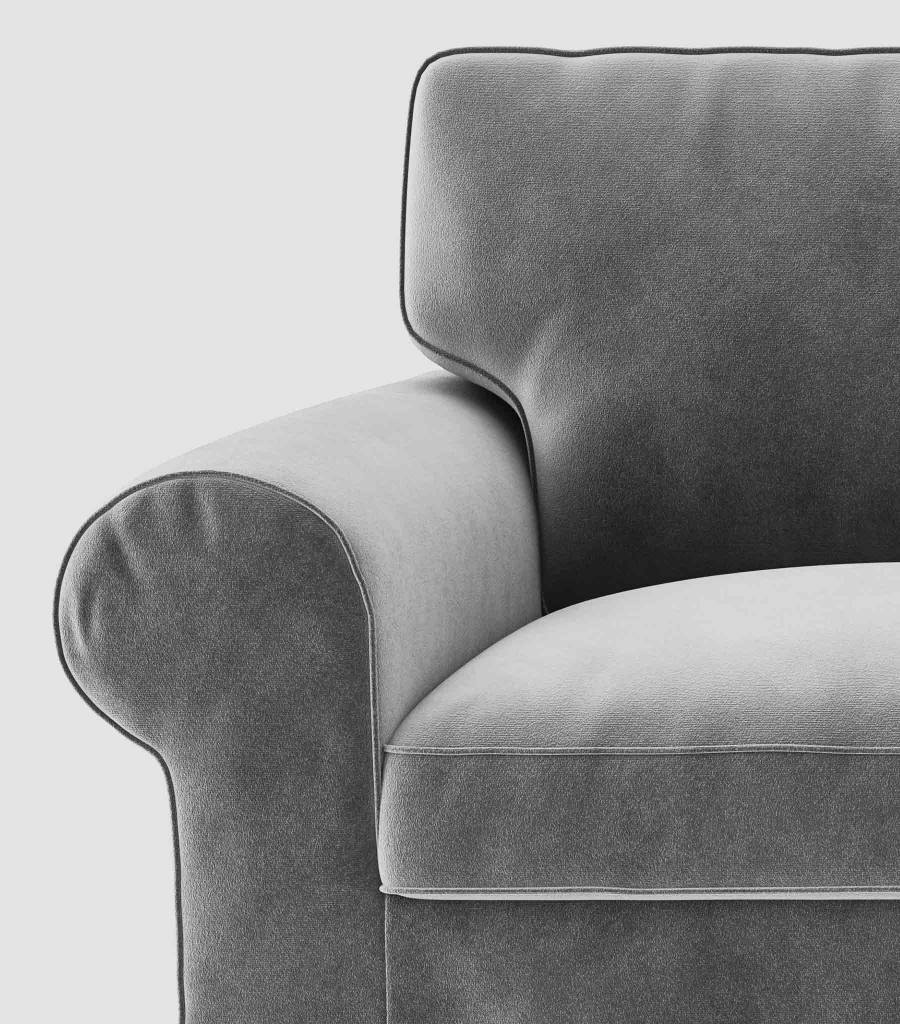 Funda para sofá de 3 plazas EKTORP con chaise longue - Terciopelo gris