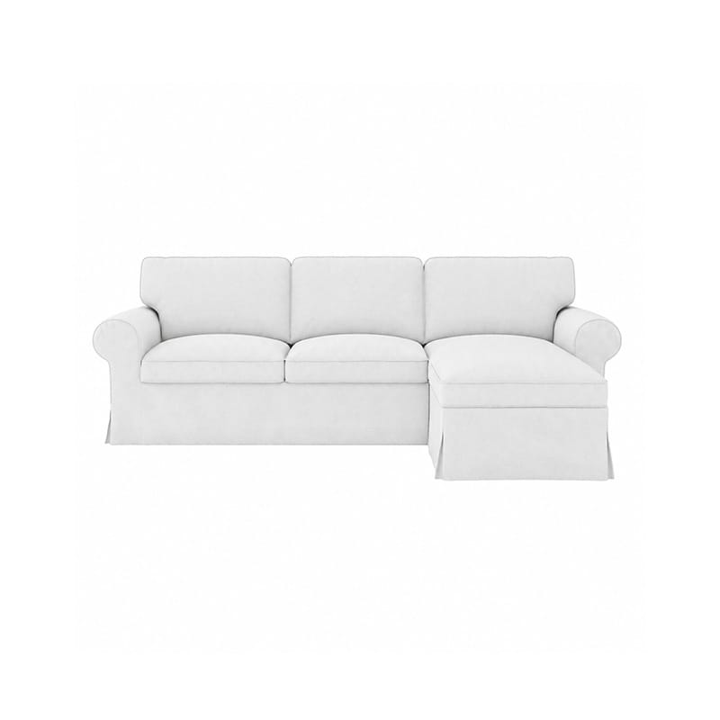 EKTORP 3 Seater Sofa with Chaise Cover-Canvas Pure white