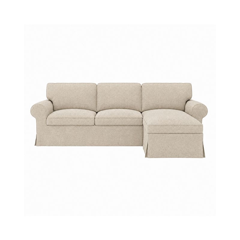 EKTORP 3 Seater Sofa with Chaise Cover-Patterned Weave  Cream