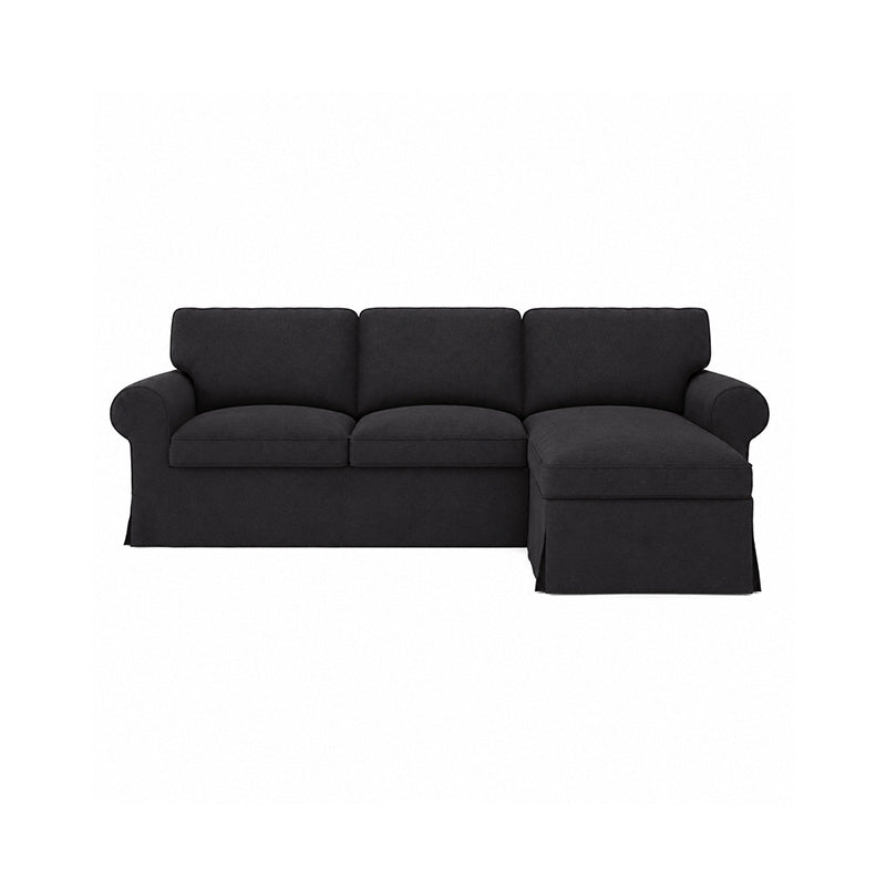 EKTORP 3 Seater Sofa with Chaise Cover-Microfiber Black