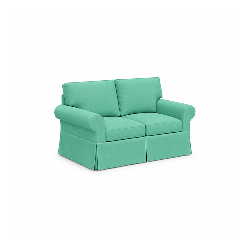 Pottery Barn Basic 2 Seater Sofa-Velvet cyan
