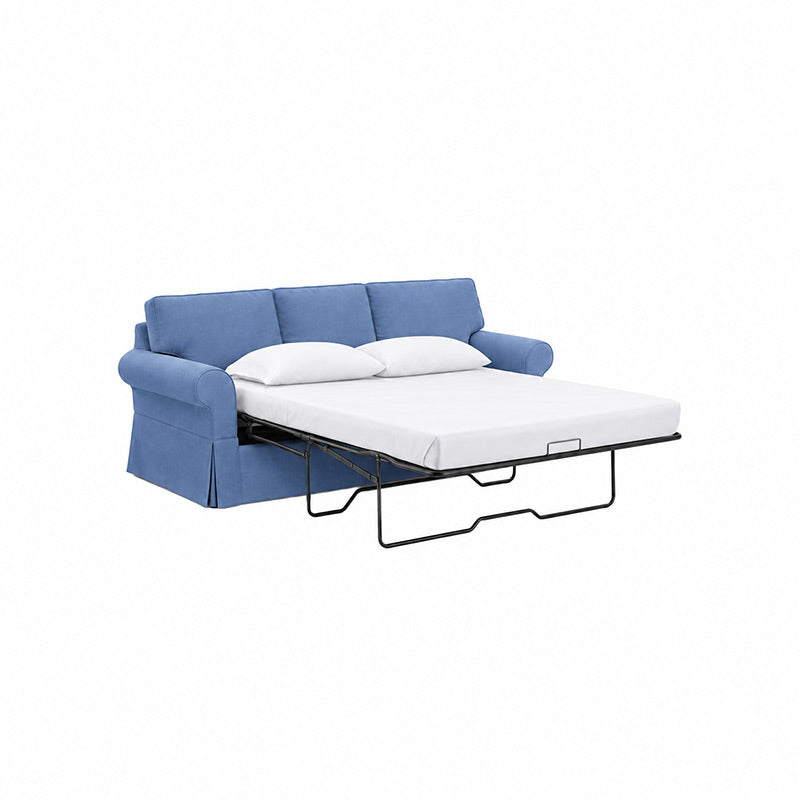 Pottery Barn Basic Sleeper Sofa Cover-Structural Weave powder blue