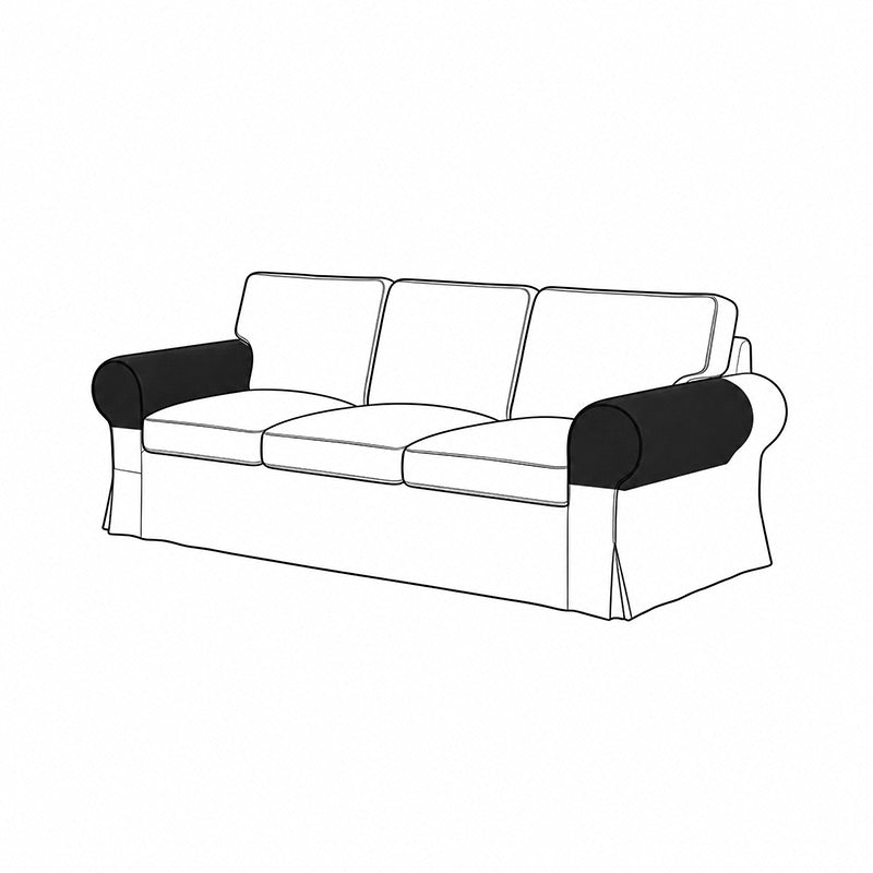 Round Armrest Slipcovers-Microfiber Black
