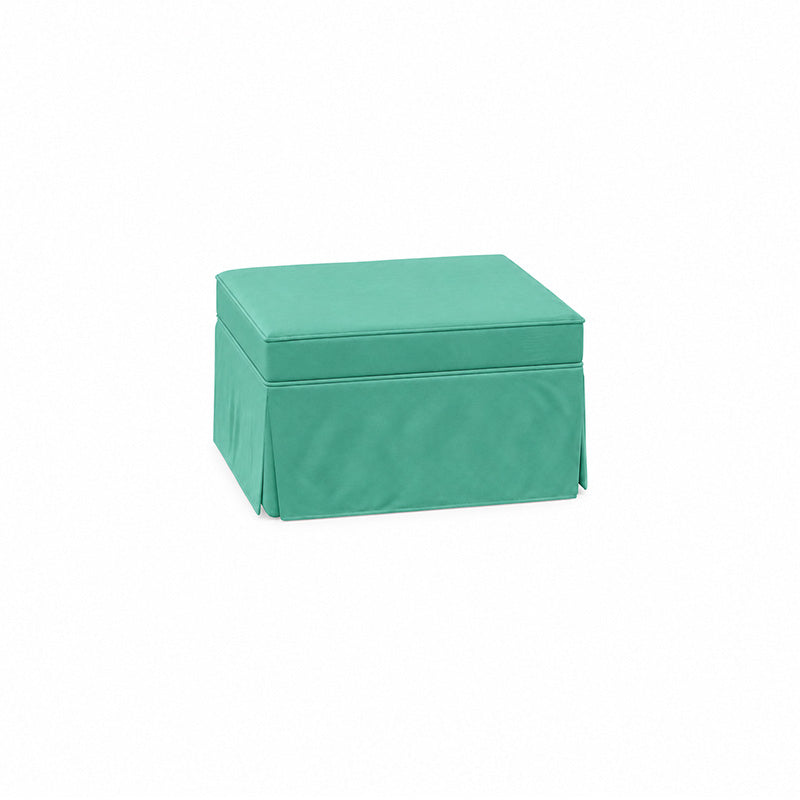 Pottery Barn Basic Ottoman-Velvet cyan