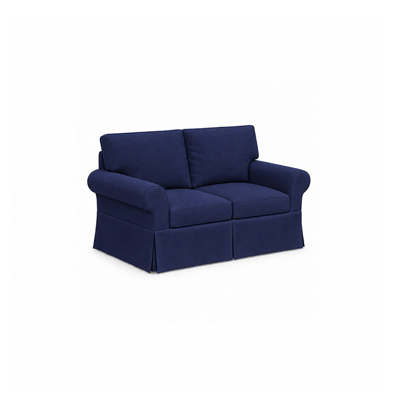 Pottery Barn Basic 2 Seater Sofa-Velvet cobalt blue