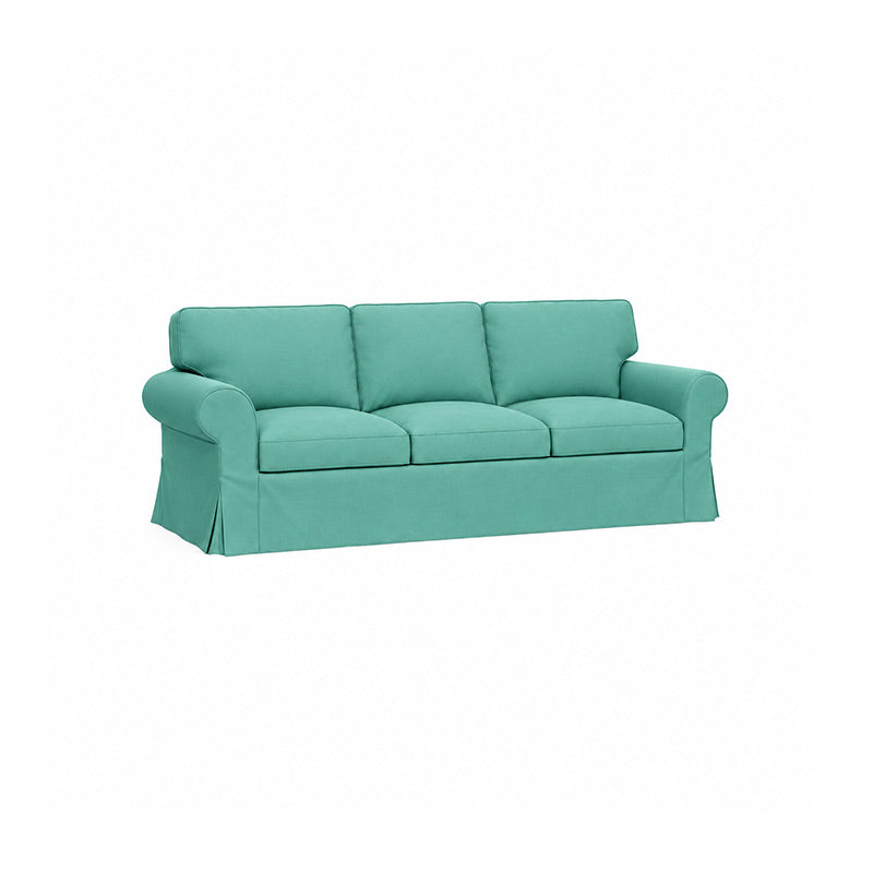 Ektorp 3.5 Seater Sofa Cover-Velvet cyan