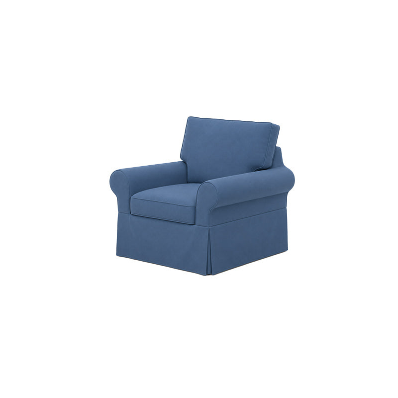 POTTERY BARN Basic Chair Cover-Structural Weave powder blue