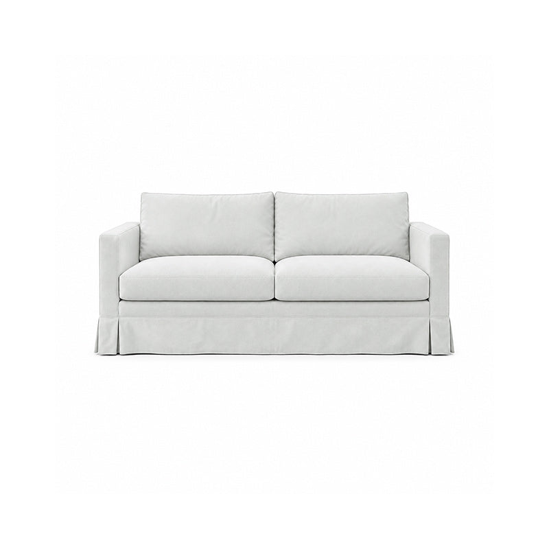 Karlstad 3 Seater Long Skirt Sofa Cover-Canvas Pure white