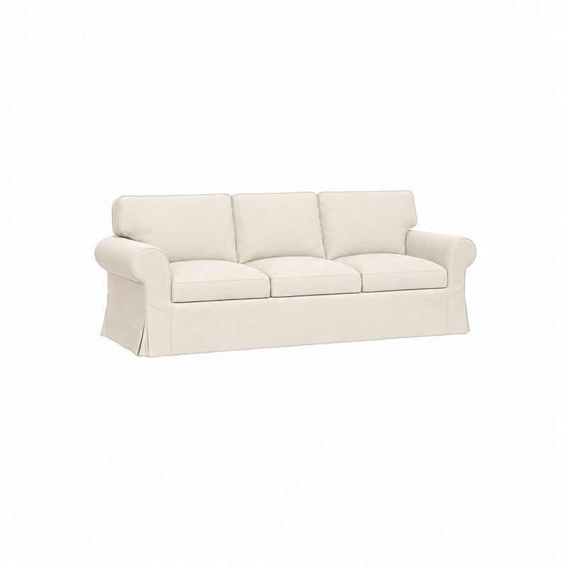 Ektorp 3.5 Seater Sofa Cover-Corduroy Silver White