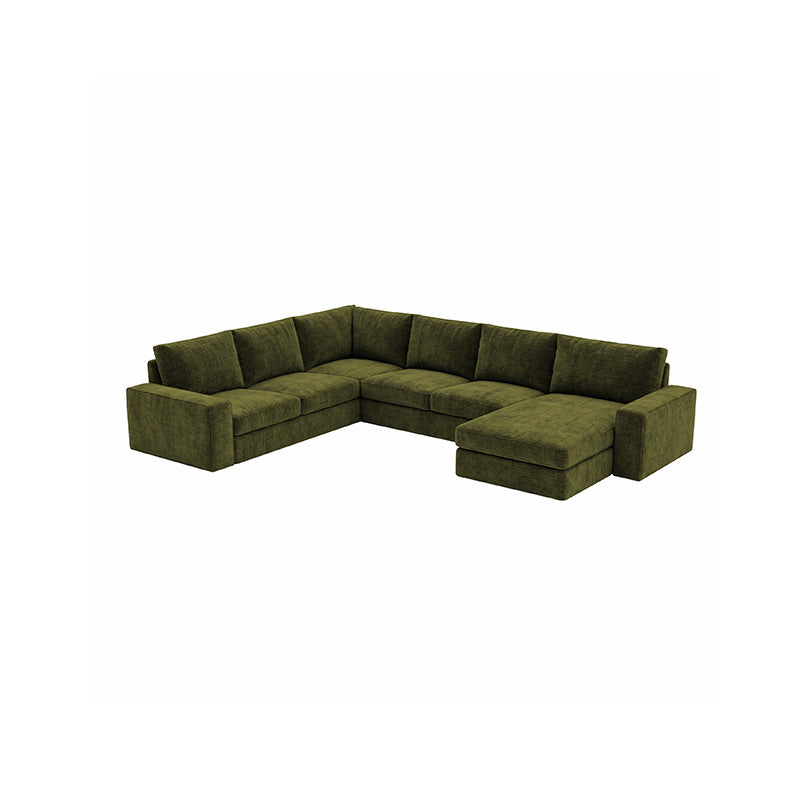 Funda de sofá de 5 plazas KIVIK con chaise longue - Chenilla Verde Musgo