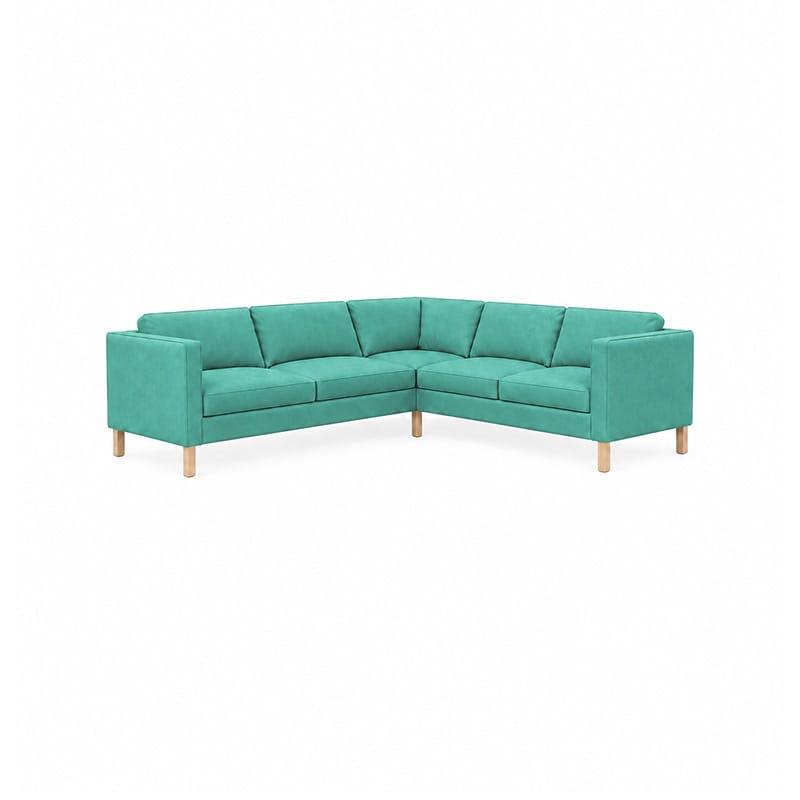 Karlstad Corner Sofa Cover (3+2)-Velvet cyan