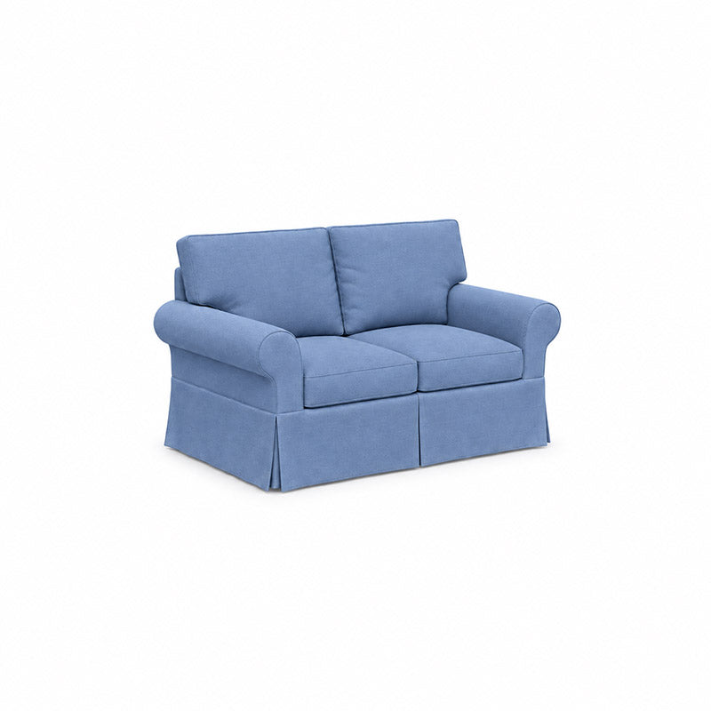 Pottery Barn Basic 2 Seater Sofa-Structural Weave powder blue