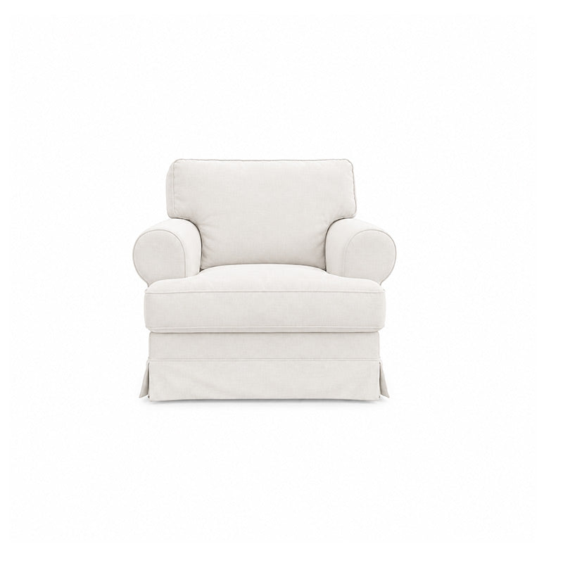 Barkaby Armchair Cover-Corduroy Silver White