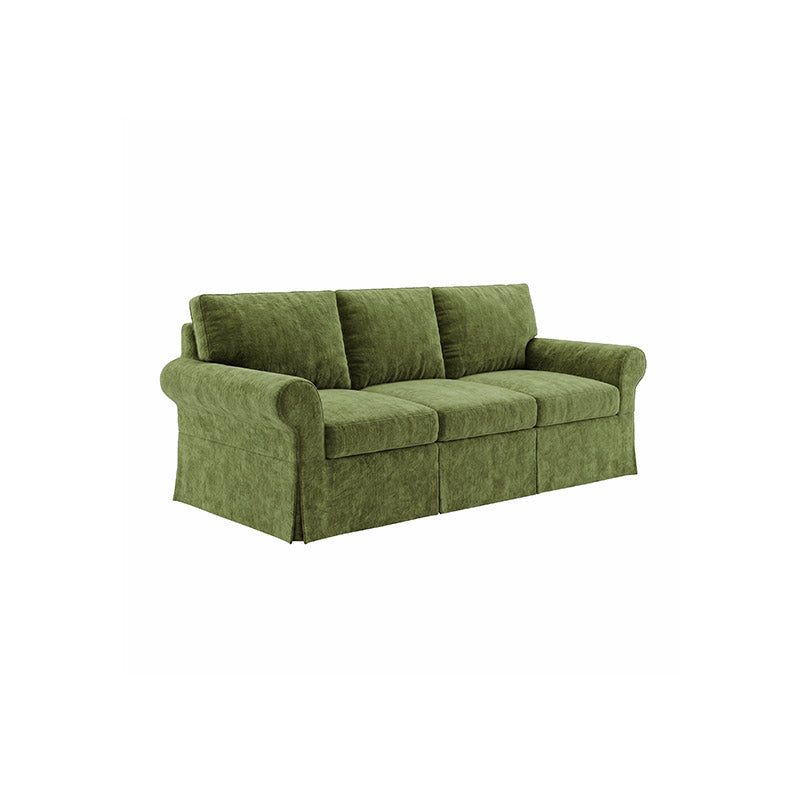 POTTERY BARN Basic 3-Seater Sofa Cover-Chenille Cypress Green