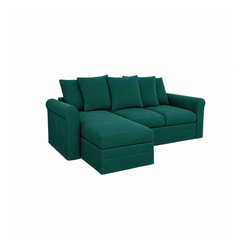 Grönlid 3 Seater with Chaise Sofa Cover-Velvet peacock