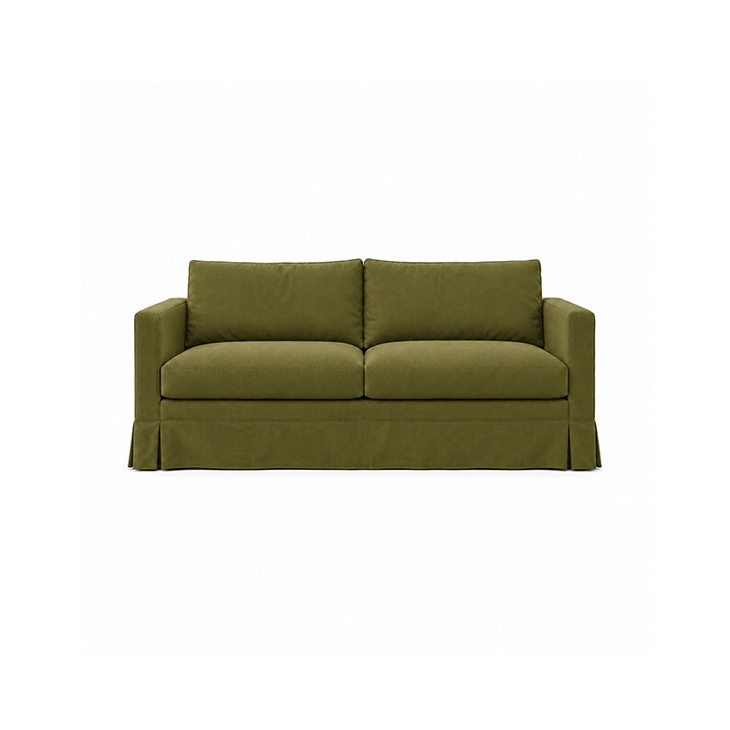 Karlstad 3 Seater Long Skirt Sofa Cover-Velvet olive