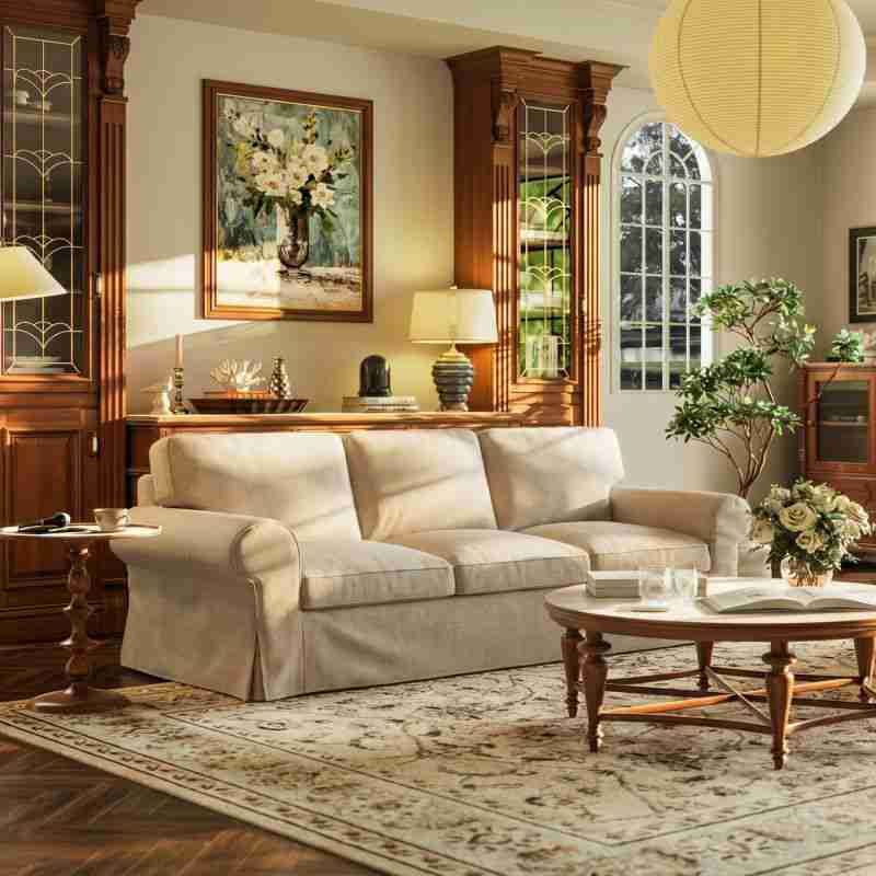 EKTORP 3-Seater Sofa Cover-Microfiber Camel