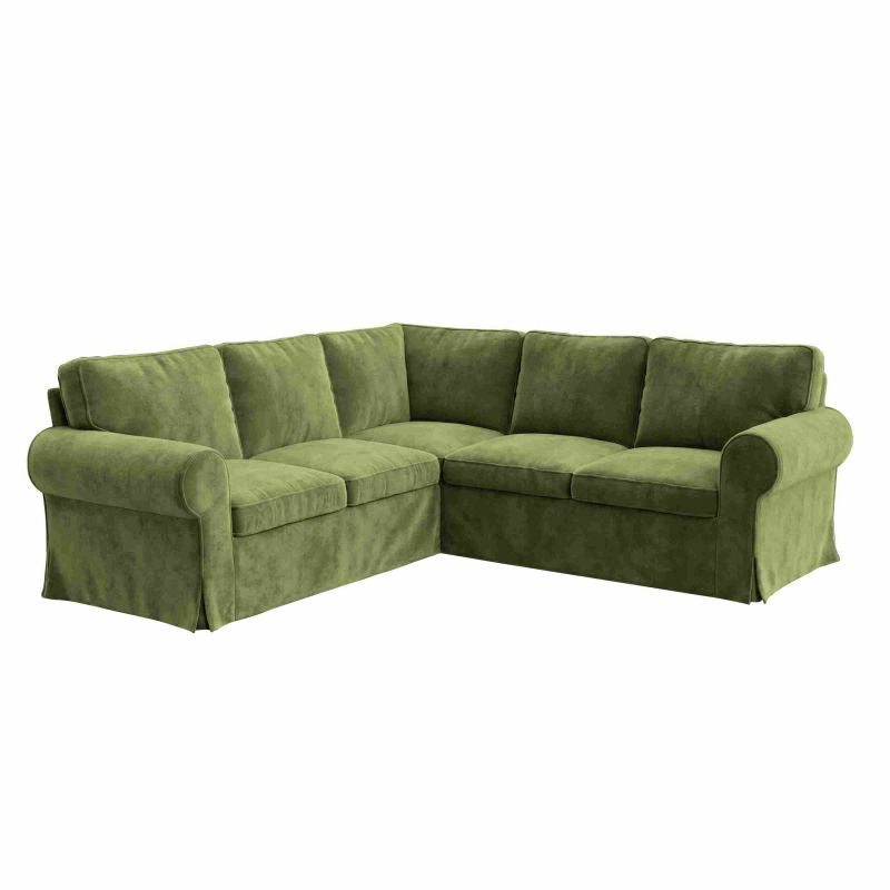 EKTORP 4-Seater Corner Sofa Cover-Chenille Cypress Green