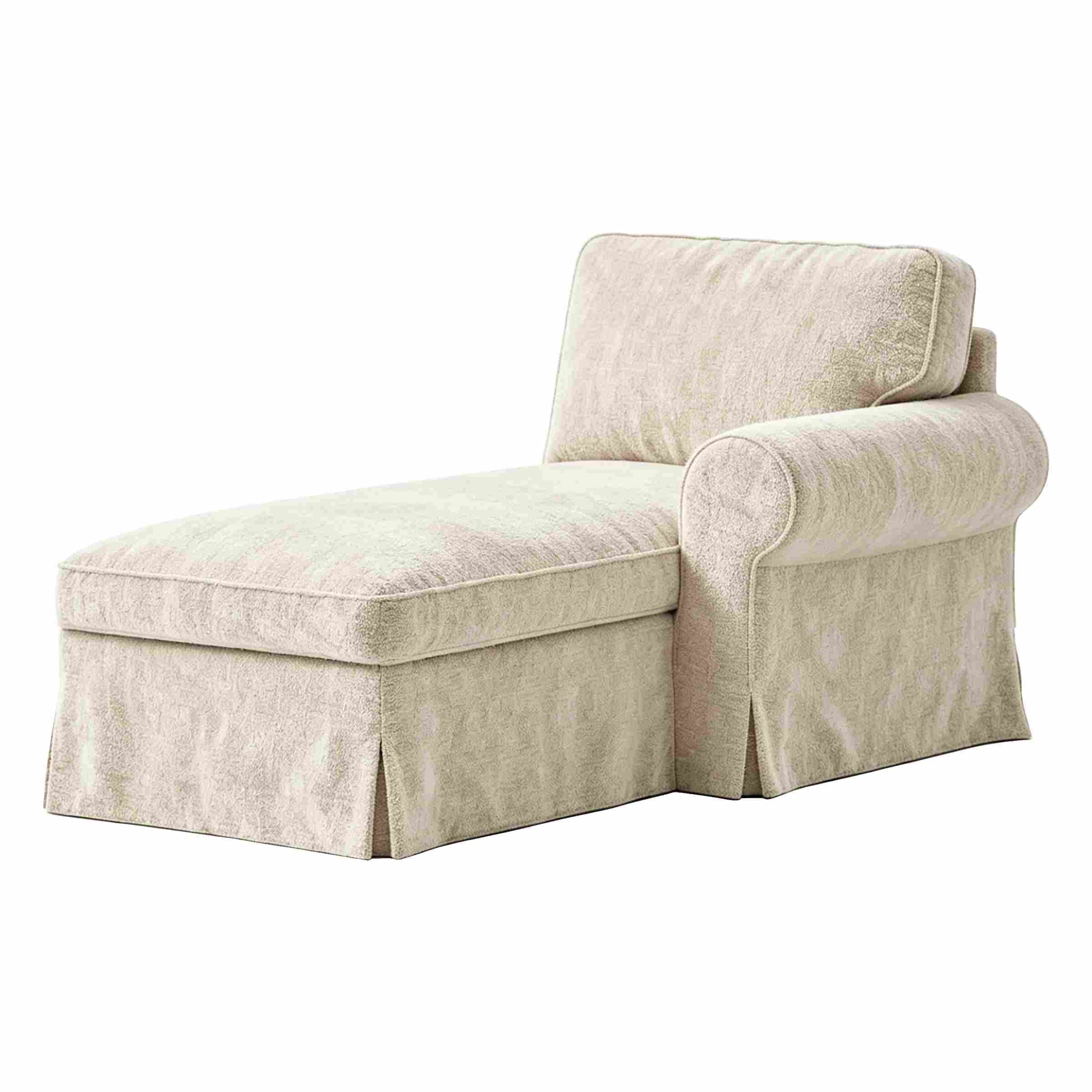 EKTORP Chaise with Right Armrest Cover-Chenille Buttermilk