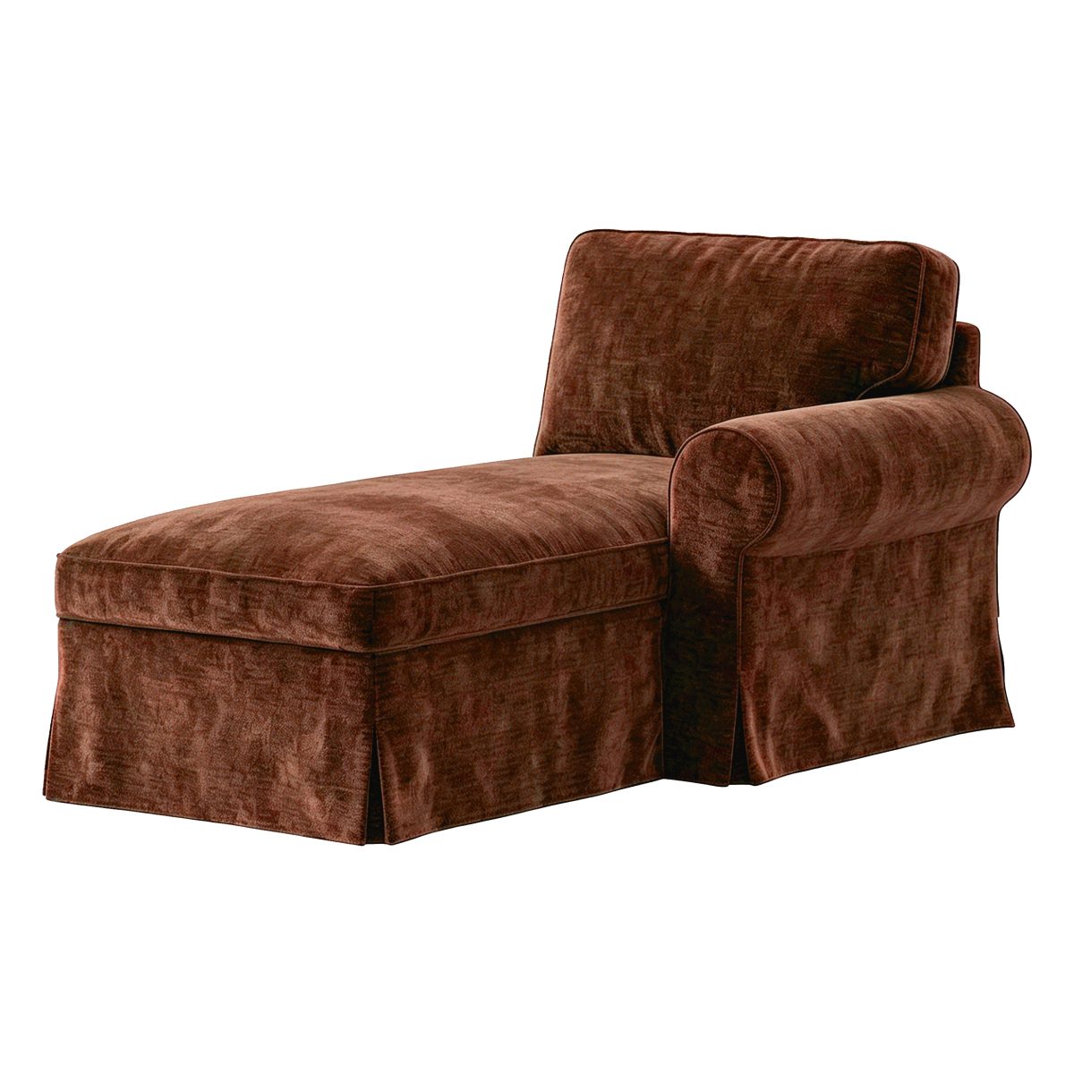Funda para chaise longue EKTORP con reposabrazos izquierdo - Chenilla Marrón Castaño