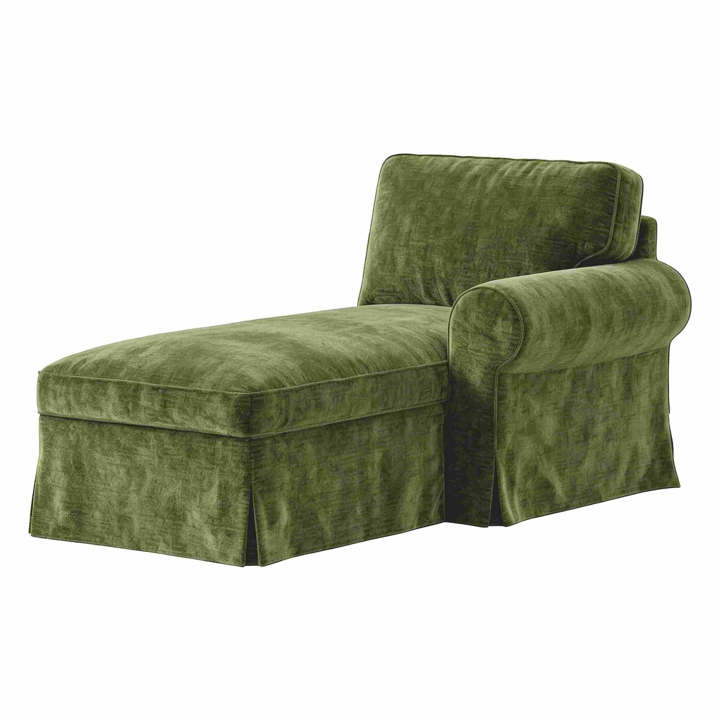 EKTORP Chaise with Right Armrest Cover-Chenille Cypress Green