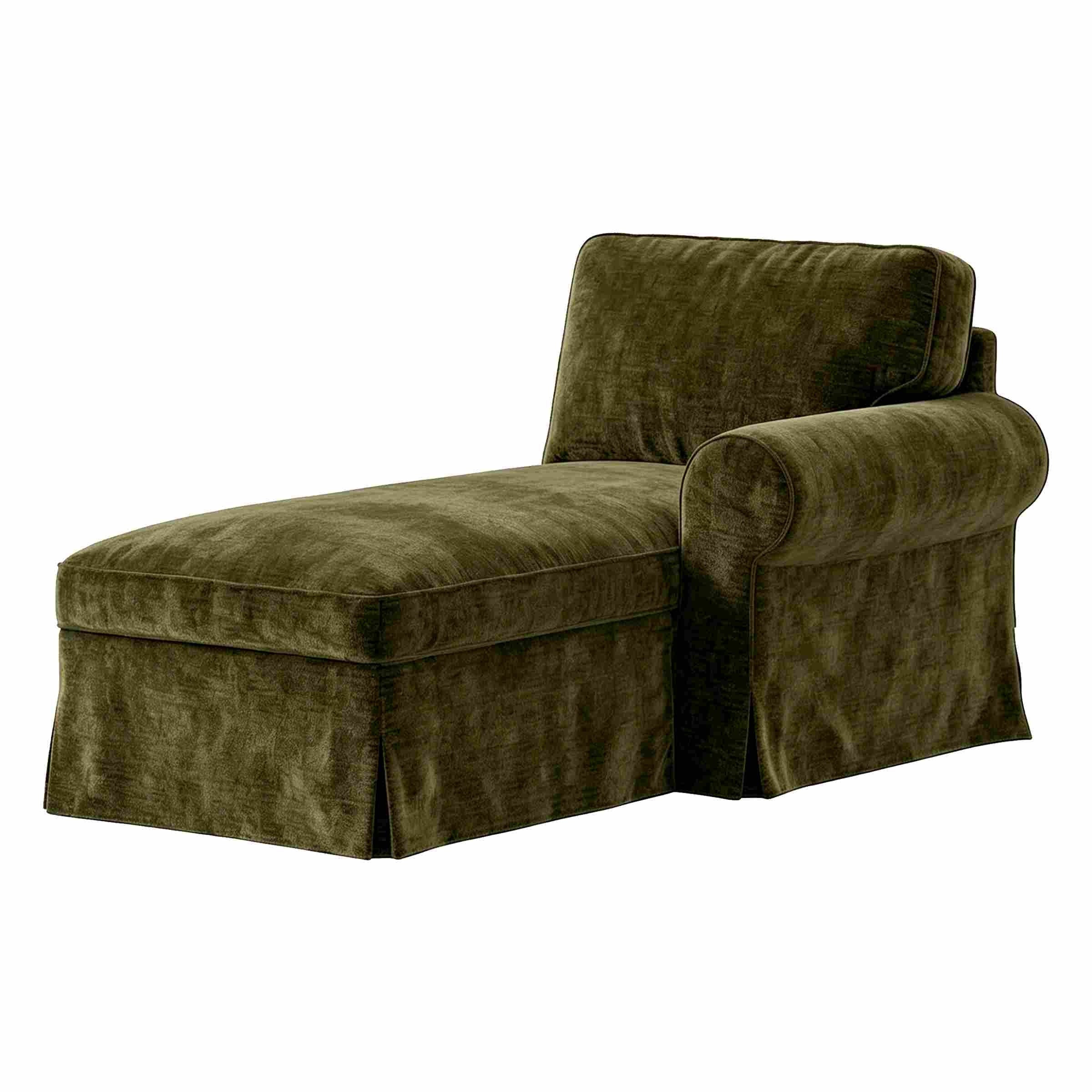 EKTORP Chaise with Right Armrest Cover-Chenille Winter Moss